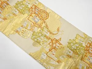 アンティーク　御所車模様織り出し袋帯（着用可）